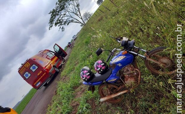 Motociclista quebra o braço após atropelar ema na MS-147 Motociclista quebra o braço após atropelar ema na MS-147