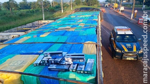 Motorista não obedece ordem, foge de caminhão e polícia encontra mais de 400 mil maços de cigarro