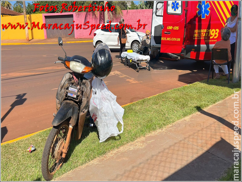 Maracaju: Bombeiros atendem ocorrência de acidente envolvendo veículo e motociclista na região central