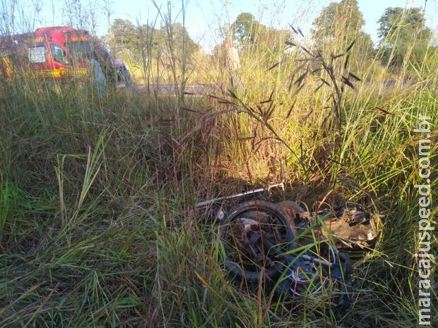 Motociclista tem traumatismo craniano ao bater contra caminhonete  em Nova Andradina