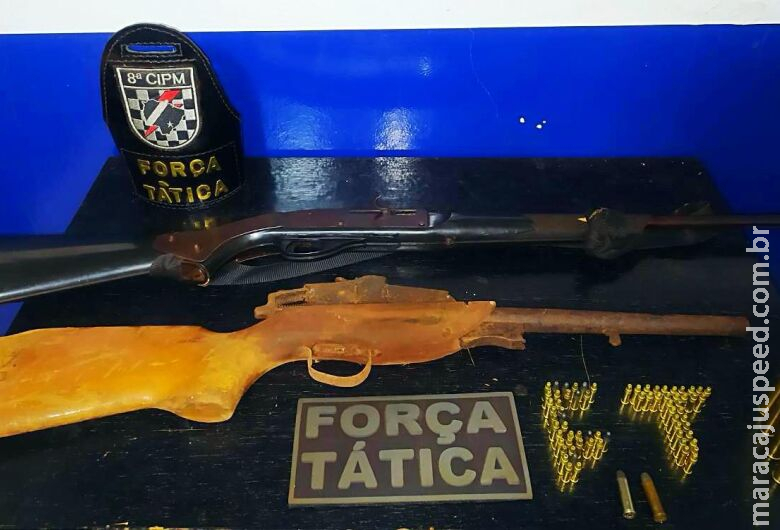 Polícia Militar apreende duas armas de fogo e setenta munições
