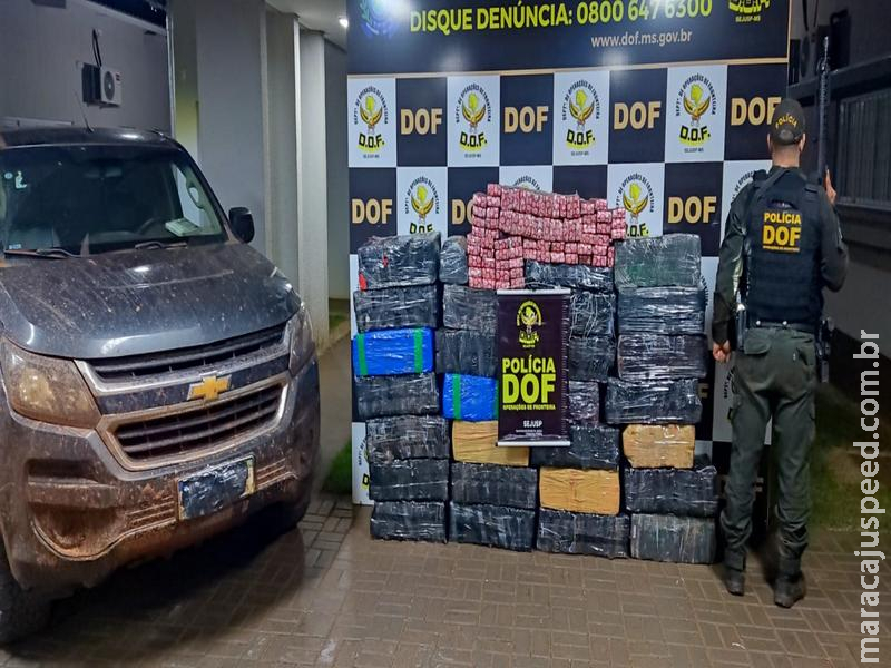 Caminhonete roubada no Paraná é recuperada pelo DOF com mais 740 quilos de drogas em Japorã Caminhonete roubada no Paraná é recuperada pelo DOF com mais 740 quilos de drogas em Japorã