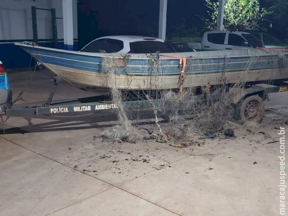 Polícia realiza apreensão de rede de pesca e anzóis ilegais no Rio Dourados