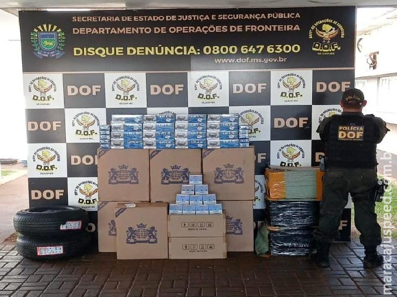 DOF apreende carros carregados com cigarros contrabandeados em Aral Moreira e Maracaju DOF apreende carros carregados com cigarros contrabandeados em Aral Moreira e Maracaju