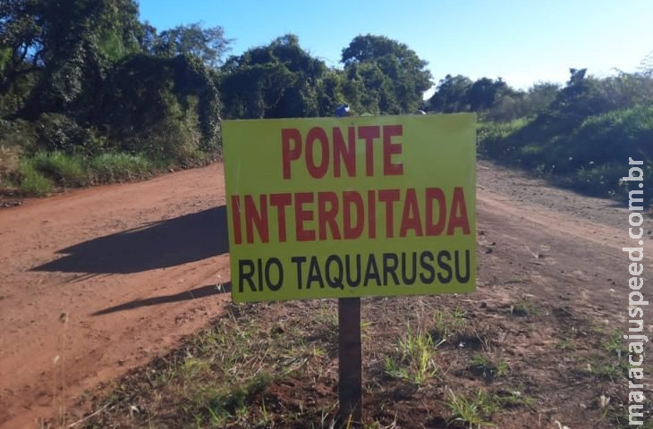 Ponte interditada na MS-347, entre Nioaque e Dois Irmãos do Buriti 