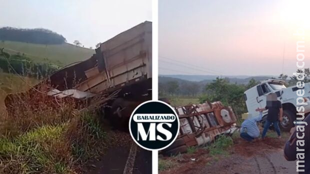Carretas tombam entre Sidrolândia e Quebra Coco
