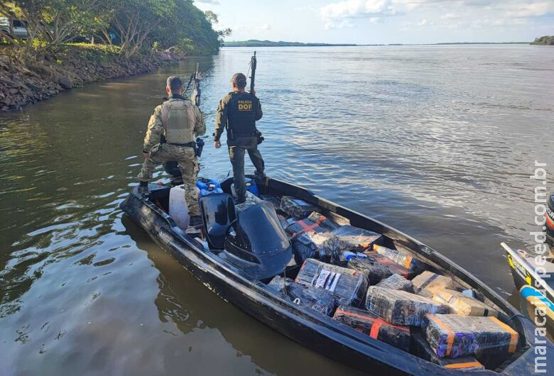 Lancha com mais de 1 tonelada de maconha é apreendida no Rio Paraná em MS