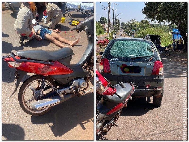 Maracaju: Motociclista desatento colidi em traseira de veículo na Av. Marechal Deodoro Maracaju: Motociclista desatento colidi em traseira de veículo na Av. Marechal Deodoro