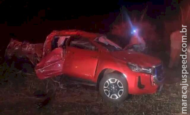 Motorista de caminhonete é socorrido em estado grave após colisão com caminhão em Nova Alvorada do Sul 