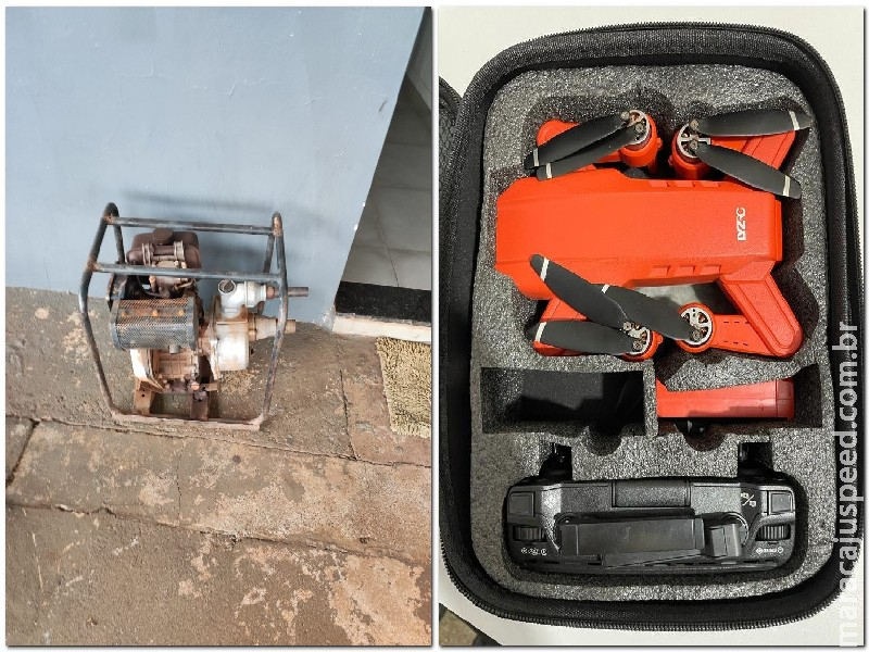 Polícia Civil de Maracaju recupera objetos furtados. Drone de cor vermelha é encontrado em favelinha e polícia civil procura identificar o proprietário