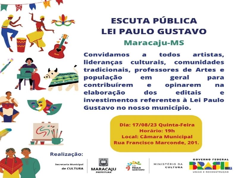 Prefeitura de Maracaju realizará “Escuta Pública” sobre a Lei Paulo Gustavo
