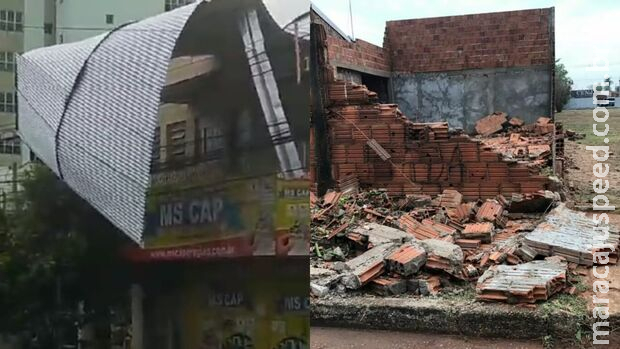 Tempestade derruba muros e árvores e assusta em Três Lagoas 