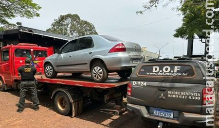 Caminhão Prancha pega carro com placas adulteradas em Sidrolândia e acaba preso pela DOF em Ponta Porã