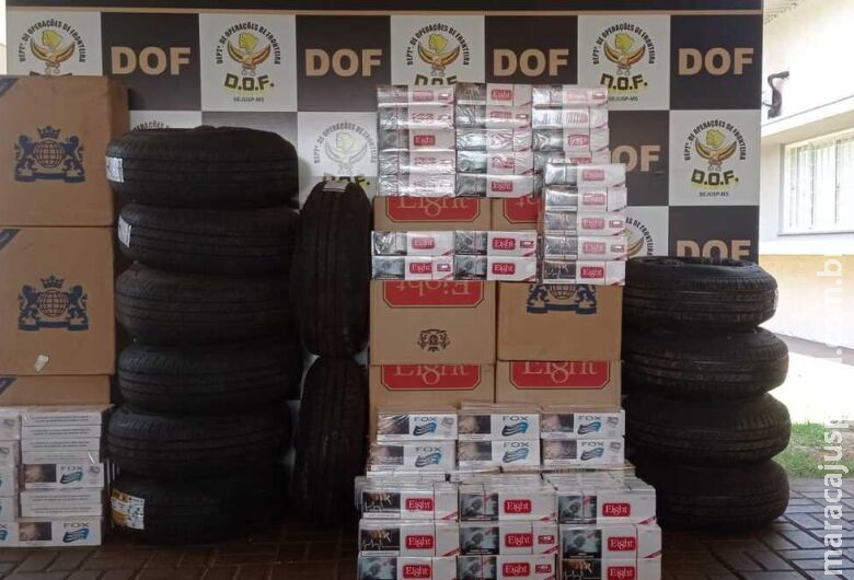 Carga de pneus e cigarros contrabandeados é apreendida na MS-468 Carga de pneus e cigarros contrabandeados é apreendida na MS-468