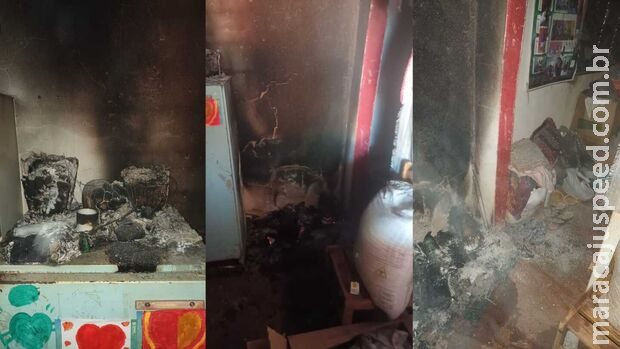 Casa pega fogo após morada acender incenso em Nova Andradina Casa pega fogo após morada acender incenso em Nova Andradina