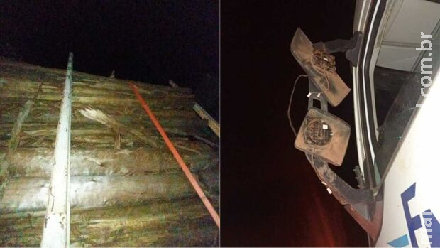 Veículos são atingidos por tora de madeira que se desprendeu de carreta na BR-262