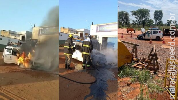 Carro pega fogo às margens da BR-262, em Ribas do Rio Pardo Carro pega fogo às margens da BR-262, em Ribas do Rio Pardo
