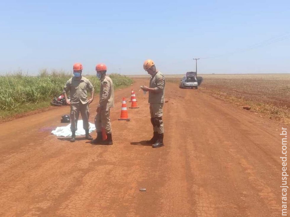 Motociclista morre após colisão com carro em estrada de terra entre Itaporã e Rio Brilhante