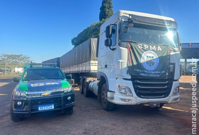 Caminhão roubado é recuperado em ação da Ambiental no Sul de MS Caminhão roubado é recuperado em ação da Ambiental no Sul de MS