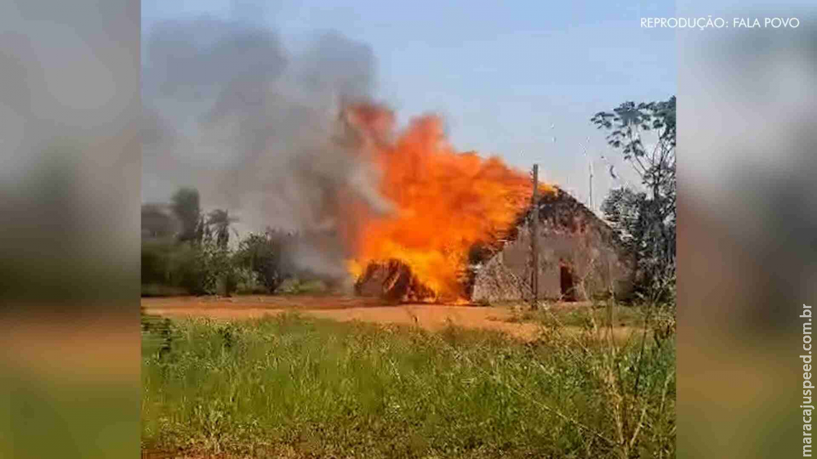 casa de reza indígena é destruída pelo fogo em Rio Brilhante casa de reza indígena é destruída pelo fogo em Rio Brilhante