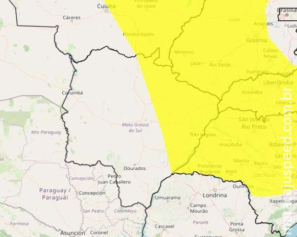 Chuva intensa pode atingir 24 municípios de Mato Grosso do Sul