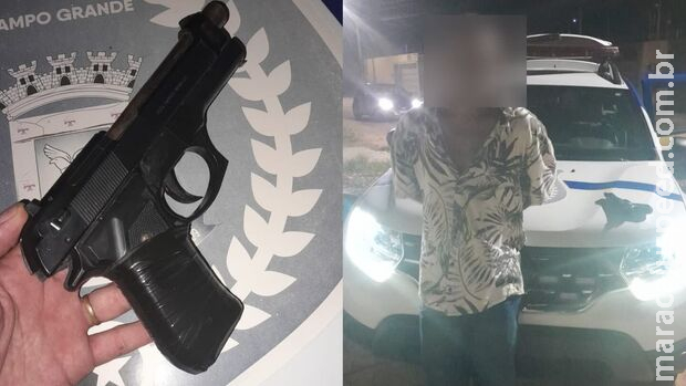 Homem é preso após ameaçar ex-companheira com arma falsa em Campo Grande Homem é preso após ameaçar ex-companheira com arma falsa em Campo Grande