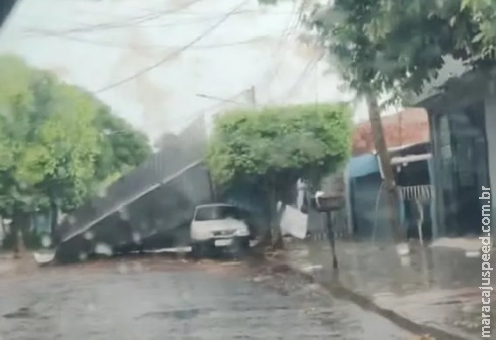 Temporal com granizo e ventos de 90 km/h causam estragos em Chapadão do Sul