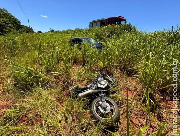 Acidente entre carro e motocicleta mata rapaz de 22 anos em rodovia entre Batayporã e Anaurilândia