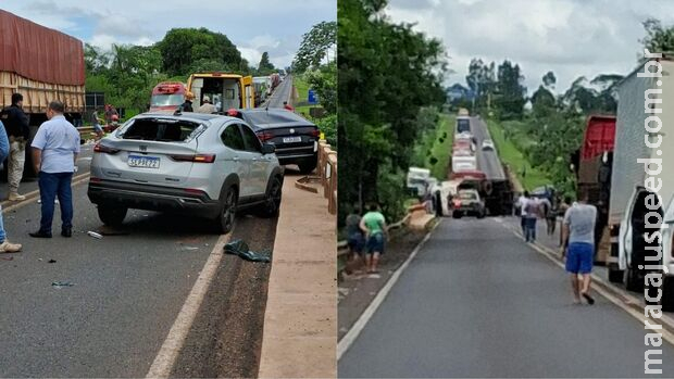 Grave acidente entre três veículos deixa uma pessoa morta entre Eldorado e Mundo Novo