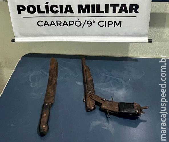Indígena é preso pela PM de Caarapó após ameaçar pessoas com uma arma de fogo e um facão Indígena é preso pela PM de Caarapó após ameaçar pessoas com uma arma de fogo e um facão