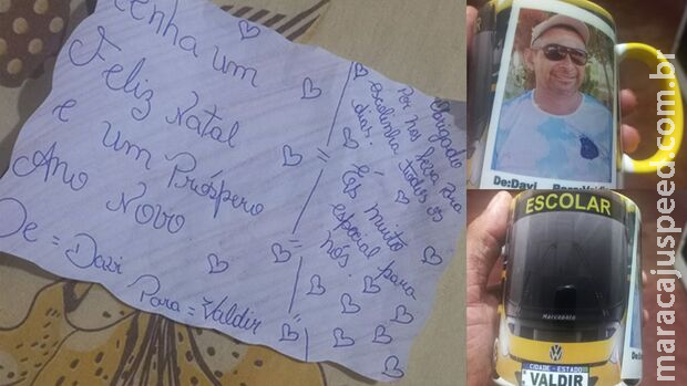 Motorista de ônibus escolar ganha presente e bilhete de criança em Nova Alvorada do Sul