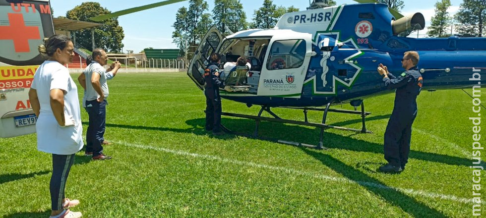 Sobrevivente de acidente com vítima fatal em Nova América é encaminhado de helicóptero para o Paraná