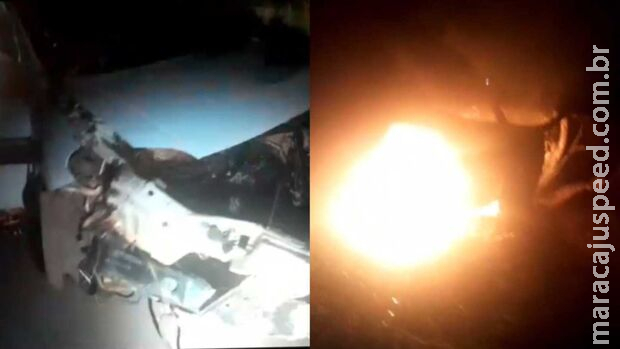 Veículo capota e fica em chamas na BR-267, em Nova Andradina Veículo capota e fica em chamas na BR-267, em Nova Andradina