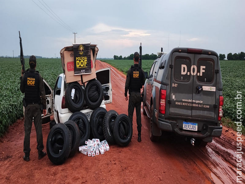 Veículo com cigarros e pneus ilegais é apreendido pelo DOF em Maracaju