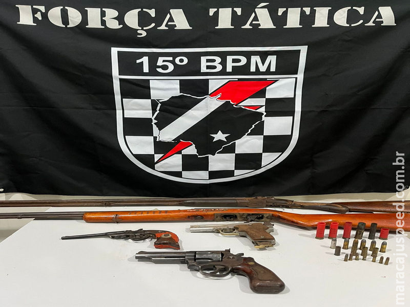 Maracaju: Força Tática e RP da Polícia Militar apreendem cinco armas de fogo e munições durante cumprimento de reintegração de posse