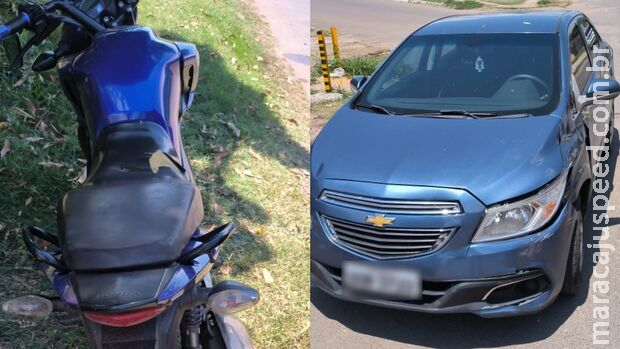 Motociclista e adolescente de 11 anos ficam feridos em acidente com carro em Corumbá Motociclista e adolescente de 11 anos ficam feridos em acidente com carro em Corumbá