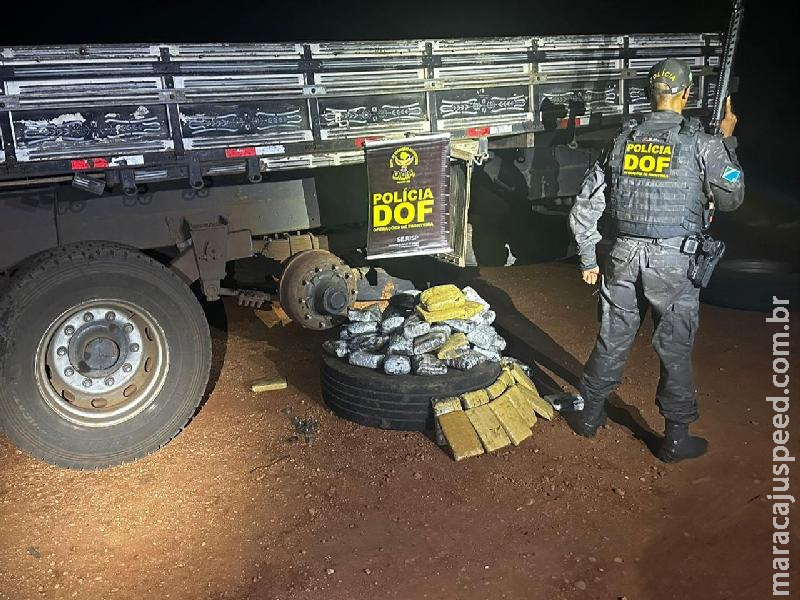 DOF apreende mais de 30 quilos de skunk que seguiam em pneus de caminhão para São Paulo DOF apreende mais de 30 quilos de skunk que seguiam em pneus de caminhão para São Paulo