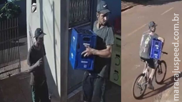 Em plena luz do dia, homem entra em residência e furta engradados de cerveja Em plena luz do dia, homem entra em residência e furta engradados de cerveja