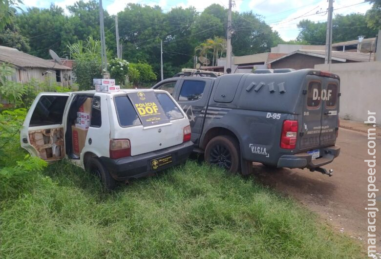 Veículo é abandonado no IV Plano carregado com cigarros, bebidas e relógios contrabandeados Veículo é abandonado no IV Plano carregado com cigarros, bebidas e relógios contrabandeados