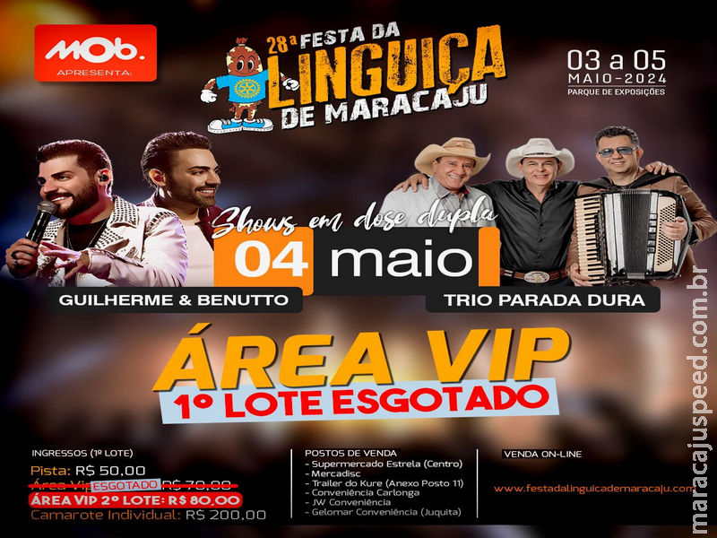 28º Festa da Linguiça de Maracaju – 03 a 05 de maio (ingressos) 28º Festa da Linguiça de Maracaju – 03 a 05 de maio (ingressos)