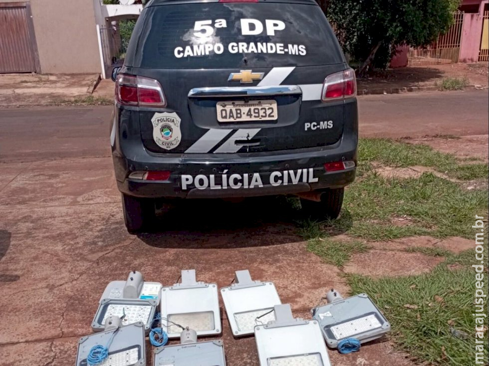 Em Campo Grande, Polícia Civil e Guarda Municipal recuperam luminárias furtadas Em Campo Grande, Polícia Civil e Guarda Municipal recuperam luminárias furtadas