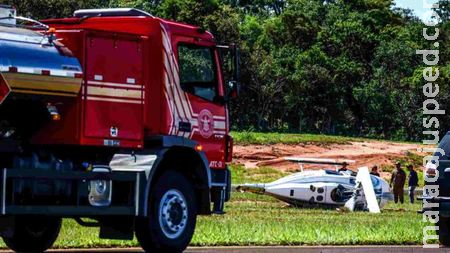 Helicóptero do Governo de MS sofreu pane e ‘capotou’ em aeroporto de Campo Grande