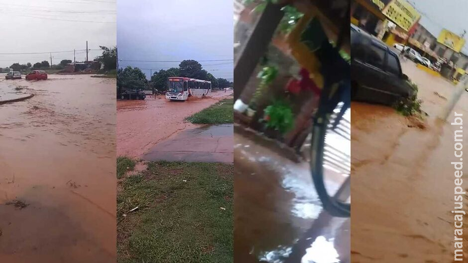 Ruas do Caiobá viram rios e casas ficam inundadas após temporal