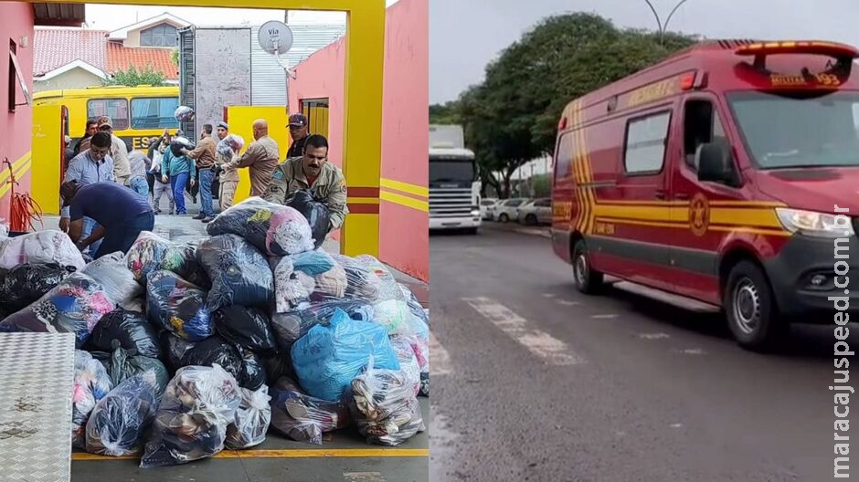 Arrecadação de Bombeiros de Nova Andradina enche caminhão e segue para o RS Arrecadação de Bombeiros de Nova Andradina enche caminhão e segue para o RS