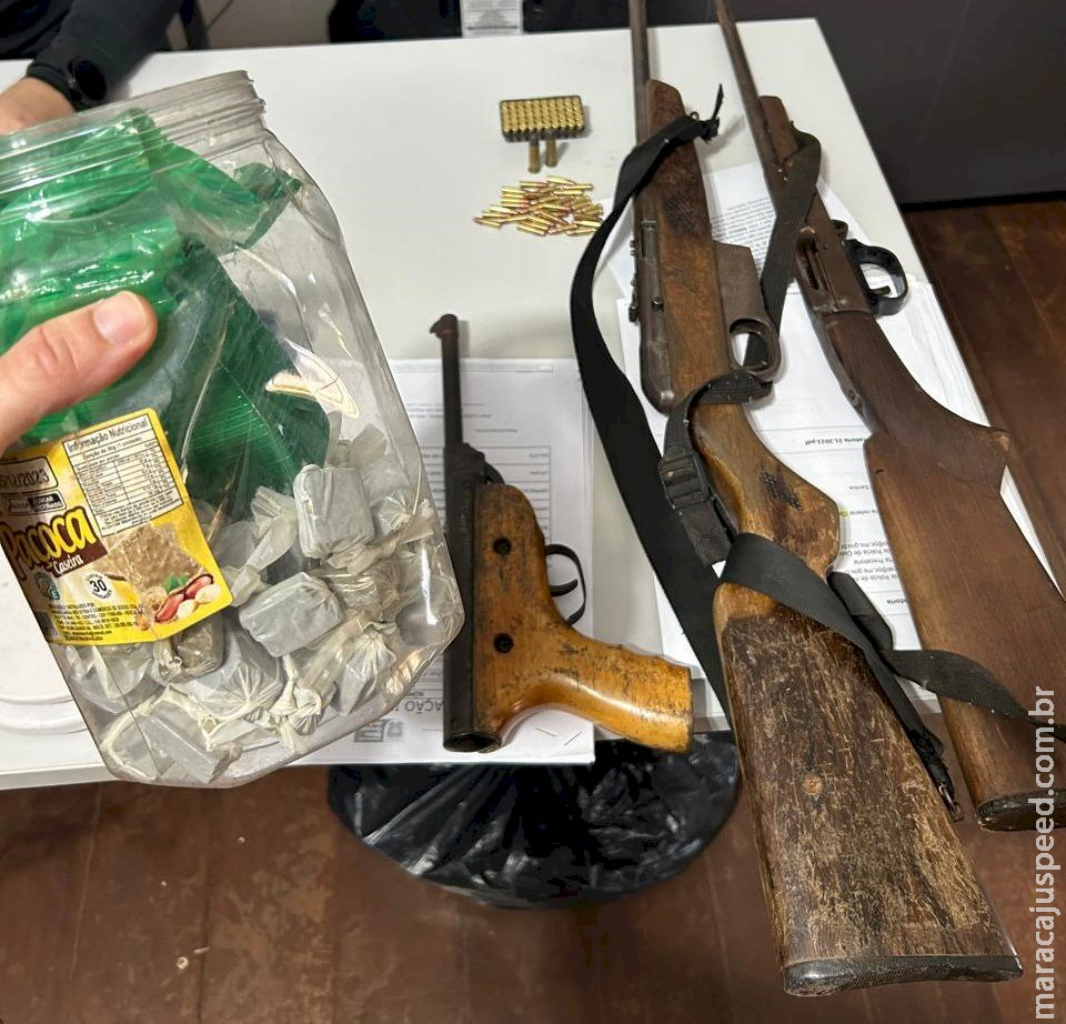 Pai e filho são presos pela Polícia Civil na aldeia Te’yikue por porte ilegal de armas de fogo e tráfico de drogas