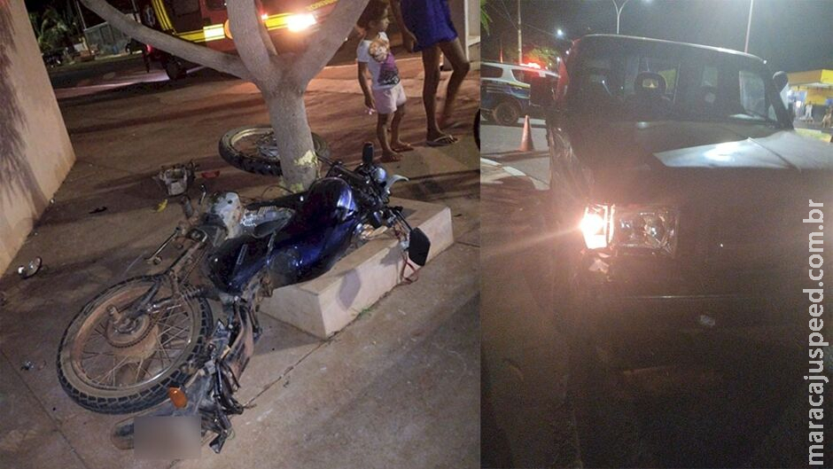 Adolescente em moto fica em estado grave após bater em caminhonete em Ivinhema Adolescente em moto fica em estado grave após bater em caminhonete em Ivinhema