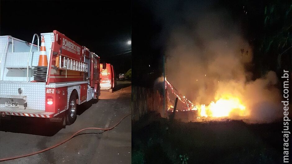 Casa de madeira pega fogo e fica destruída em Rio Brilhante Casa de madeira pega fogo e fica destruída em Rio Brilhante