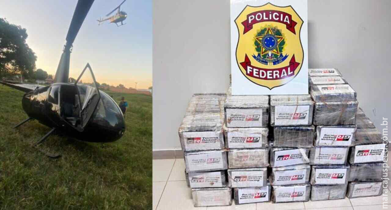 Helicóptero que saiu de MS com quase 250 quilos de cocaína é aprendido no Paraná Helicóptero que saiu de MS com quase 250 quilos de cocaína é aprendido no Paraná