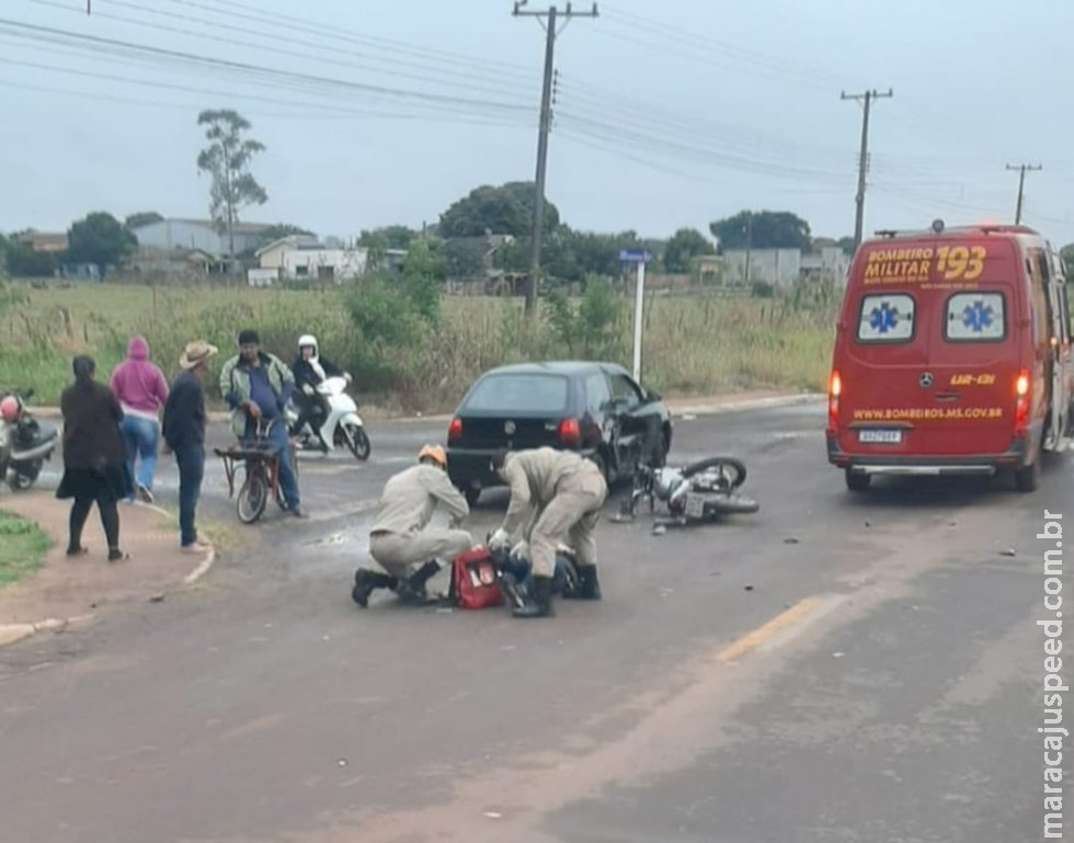 Acidente entre carro e moto nesta quinta-feira deixa uma pessoa ferida em Caarapó Acidente entre carro e moto nesta quinta-feira deixa uma pessoa ferida em Caarapó