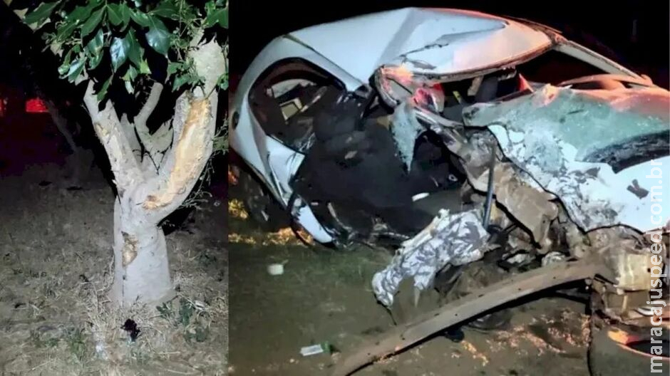 Bêbado bate carro em árvore e esposa e filha morrem em Amambai